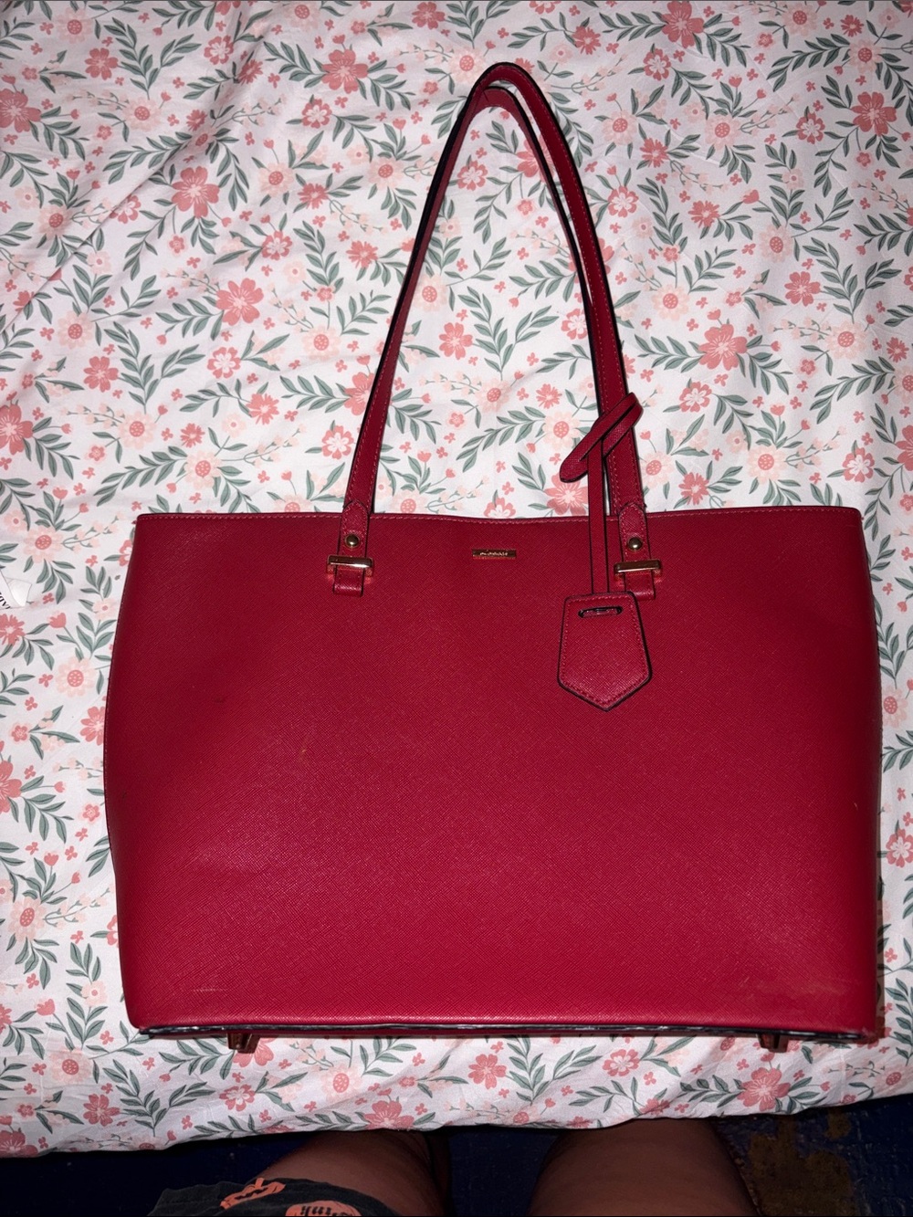 Structured Red Women's Tote Bag with Shoulder Straps
